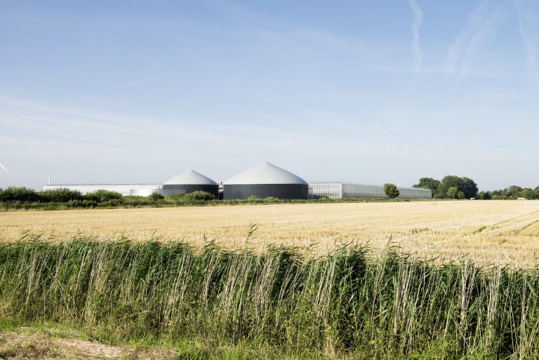 Biogasanlage mit Feld